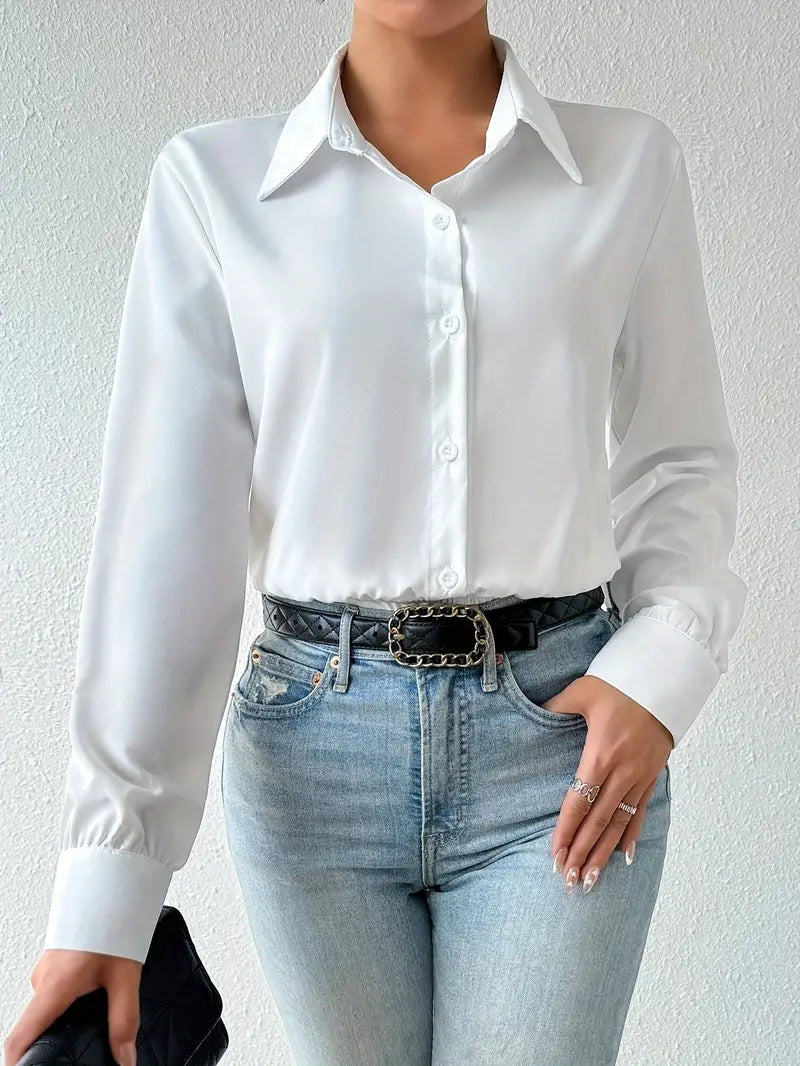 Elysian Elegance | Satin Formal Shirt-Style Bodysuit