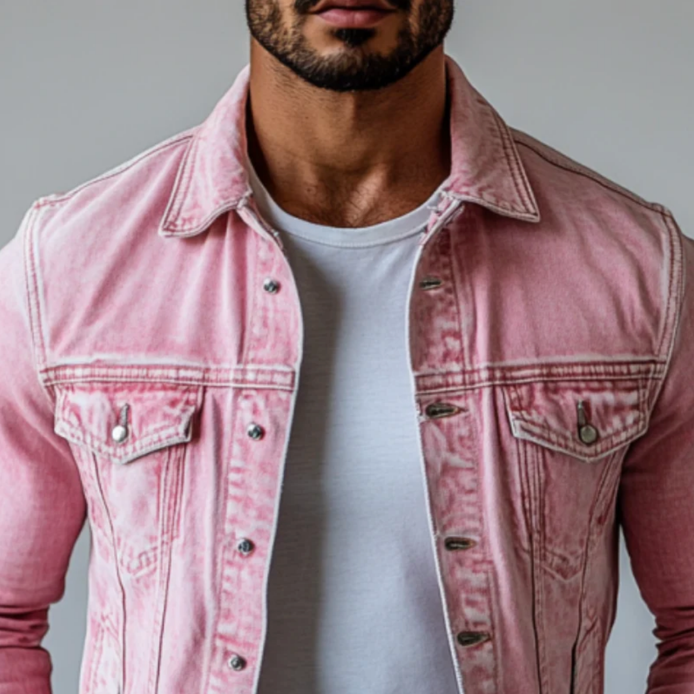Men's Vintage Washed Lapel Multi Pocket Denim Jacket