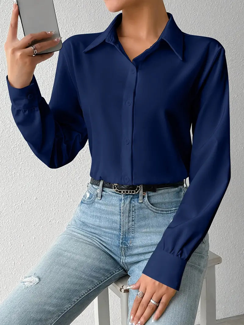 Elysian Elegance | Satin Formal Shirt-Style Bodysuit